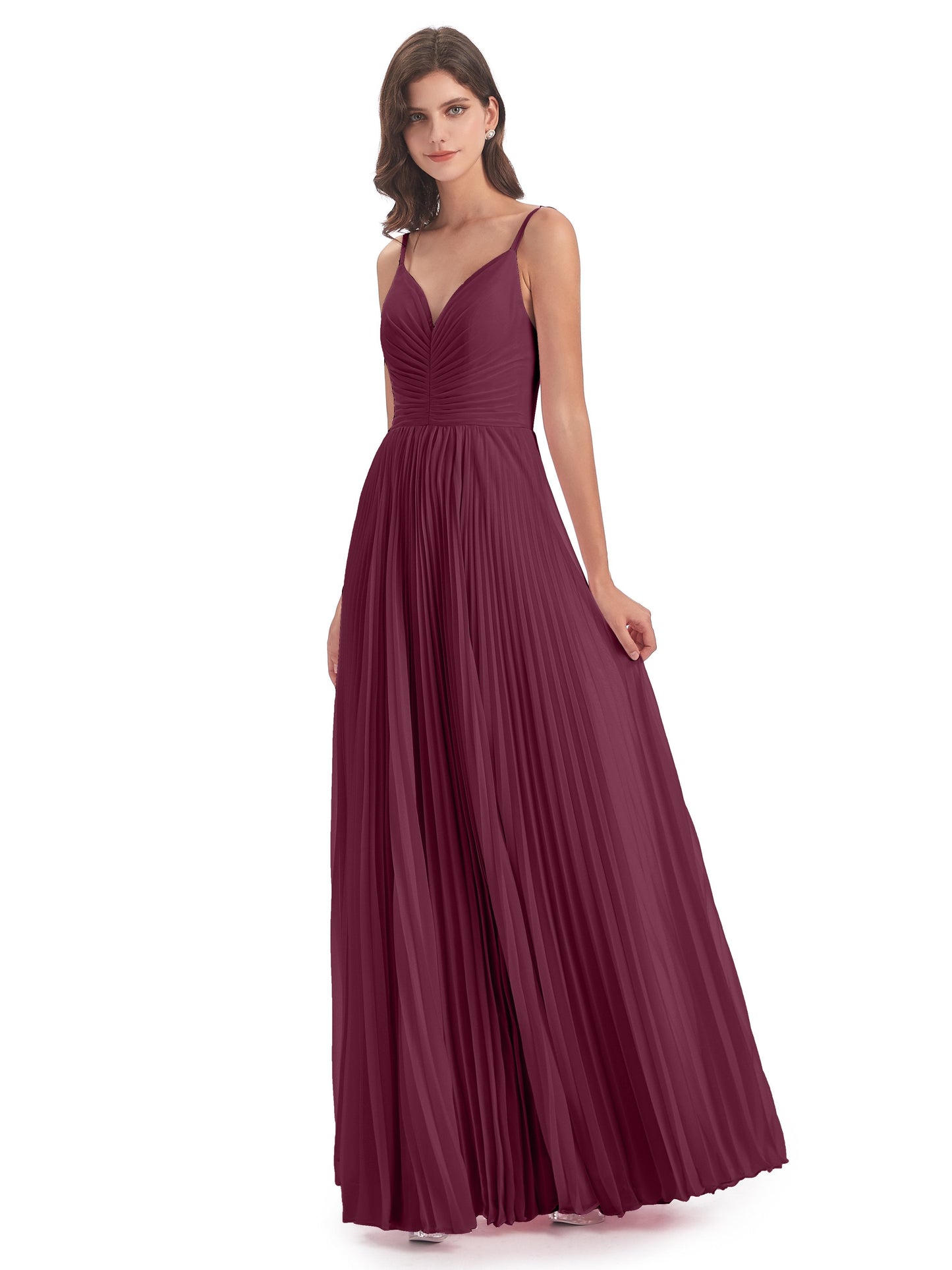 Jazlynn Floor Length Spaghetti Straps Chiffon Bridesmaid Dresses