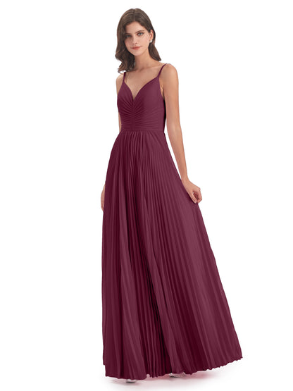 Jazlynn Floor Length Spaghetti Straps Chiffon Bridesmaid Dresses