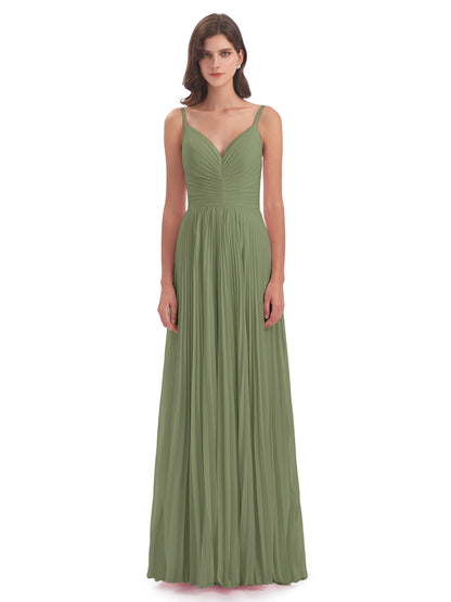 Jazlynn Floor Length Spaghetti Straps Chiffon Bridesmaid Dresses