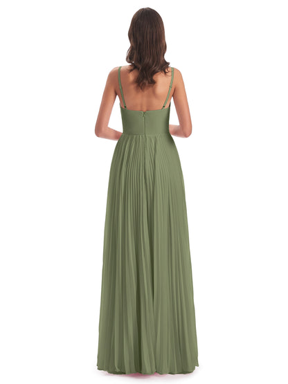 Jazlynn Floor Length Spaghetti Straps Chiffon Bridesmaid Dresses