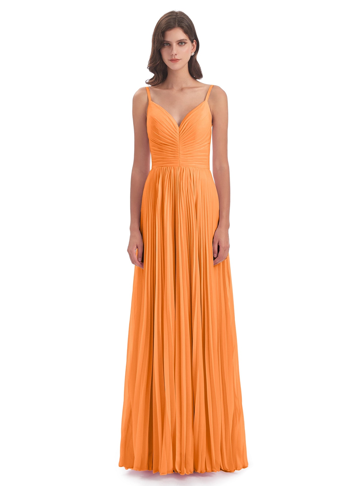 Jazlynn Floor Length Spaghetti Straps Chiffon Bridesmaid Dresses