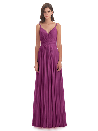 Jazlynn Floor Length Spaghetti Straps Chiffon Bridesmaid Dresses