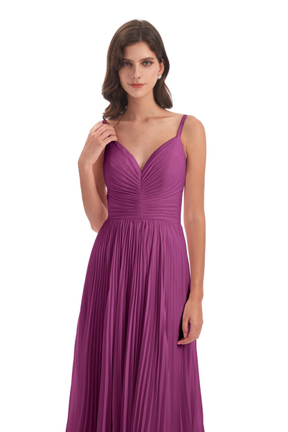 Jazlynn Floor Length Spaghetti Straps Chiffon Bridesmaid Dresses