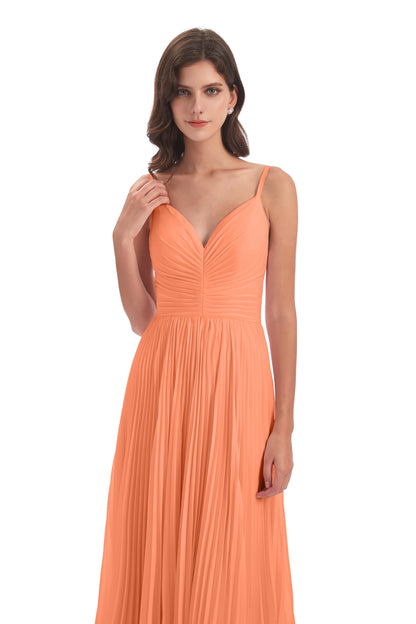 Jazlynn Floor Length Spaghetti Straps Chiffon Bridesmaid Dresses