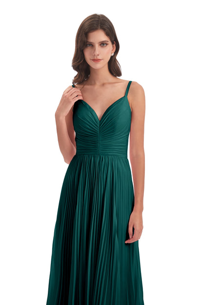 Jazlynn Floor Length Spaghetti Straps Chiffon Bridesmaid Dresses