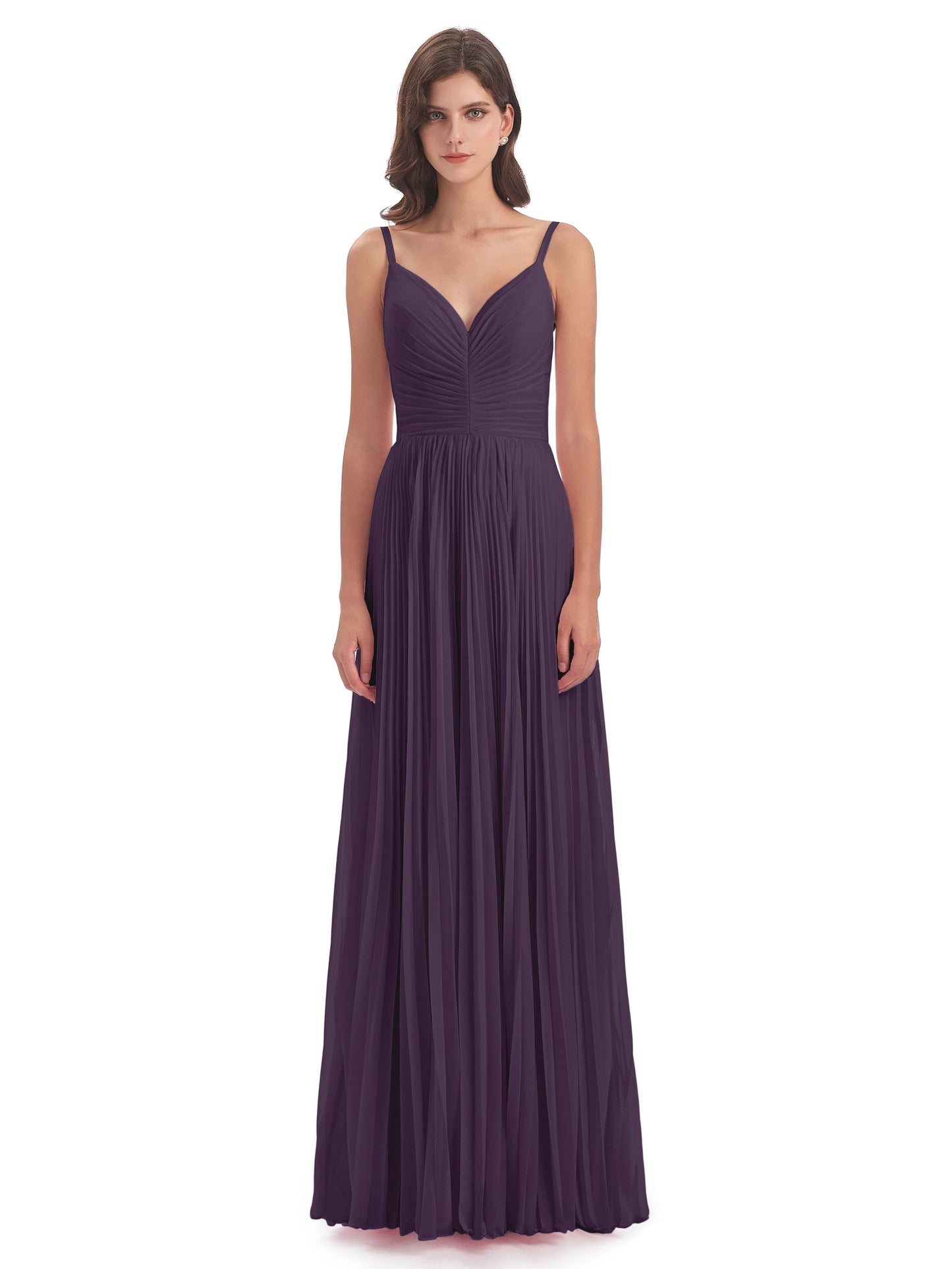 Jazlynn Floor Length Spaghetti Straps Chiffon Bridesmaid Dresses