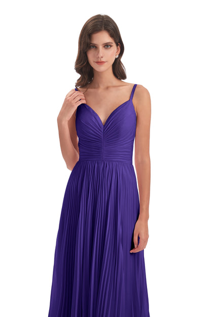 Jazlynn Floor Length Spaghetti Straps Chiffon Bridesmaid Dresses