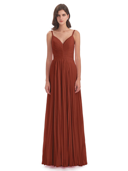 Jazlynn Floor Length Spaghetti Straps Chiffon Bridesmaid Dresses