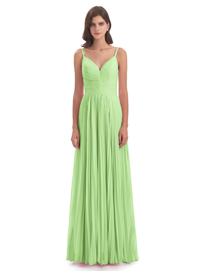 Jazlynn Floor Length Spaghetti Straps Chiffon Bridesmaid Dresses