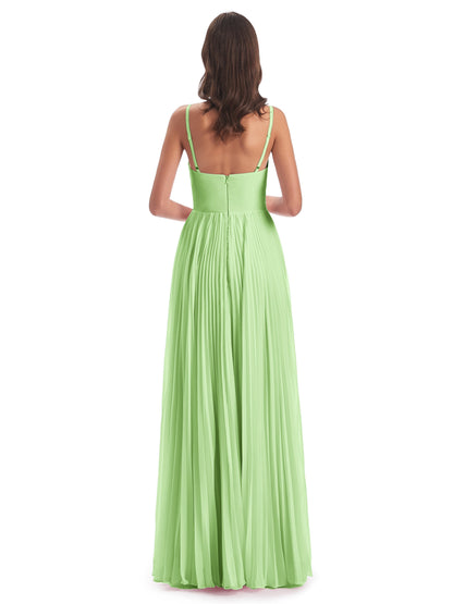 Jazlynn Floor Length Spaghetti Straps Chiffon Bridesmaid Dresses