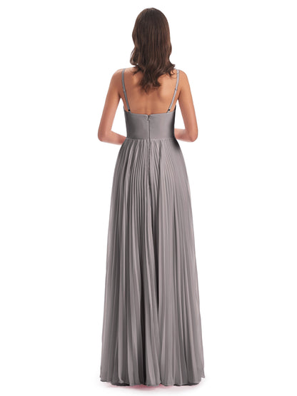 Jazlynn Floor Length Spaghetti Straps Chiffon Bridesmaid Dresses