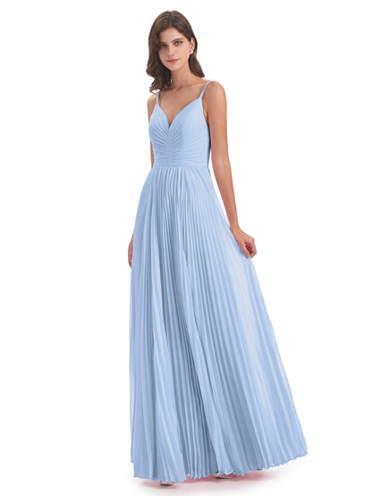 Jazlynn Floor Length Spaghetti Straps Chiffon Bridesmaid Dresses