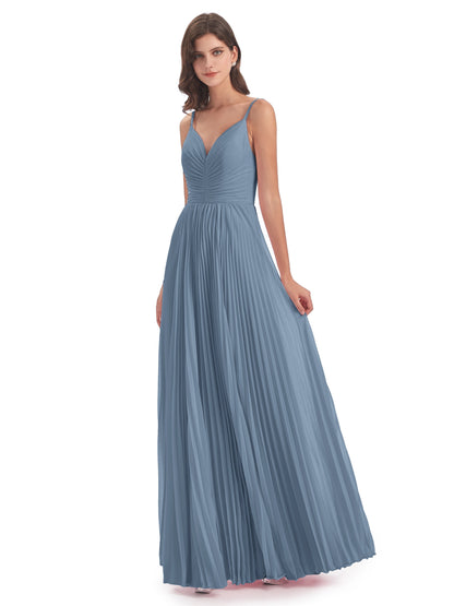 Jazlynn Floor Length Spaghetti Straps Chiffon Bridesmaid Dresses