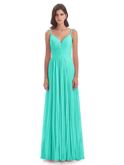 Jazlynn Floor Length Spaghetti Straps Chiffon Bridesmaid Dresses