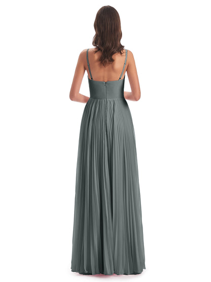 Jazlynn Floor Length Spaghetti Straps Chiffon Bridesmaid Dresses