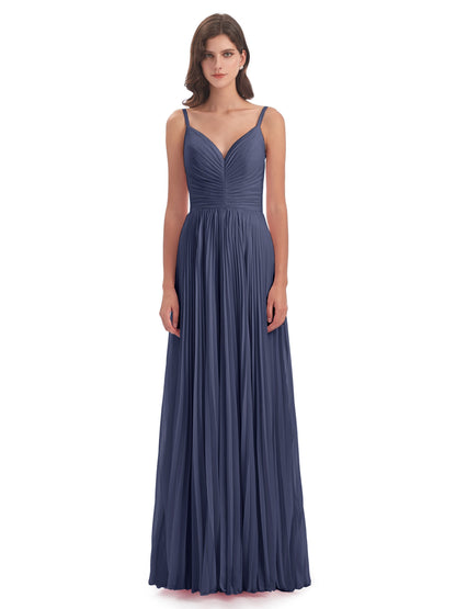 Jazlynn Floor Length Spaghetti Straps Chiffon Bridesmaid Dresses