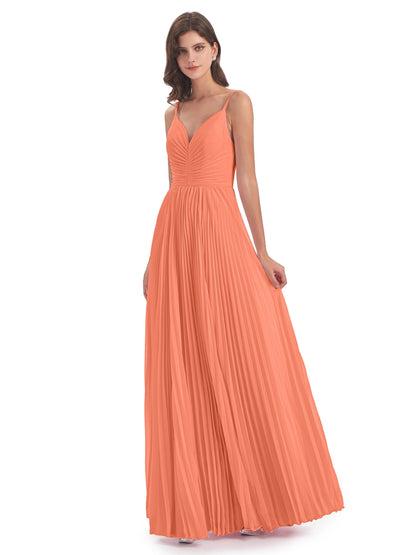 Jazlynn Floor Length Spaghetti Straps Chiffon Bridesmaid Dresses