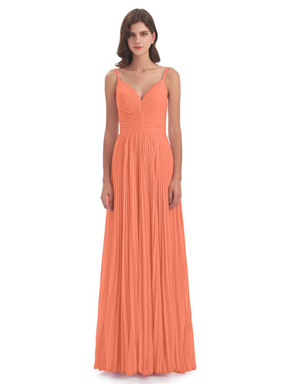 Jazlynn Floor Length Spaghetti Straps Chiffon Bridesmaid Dresses