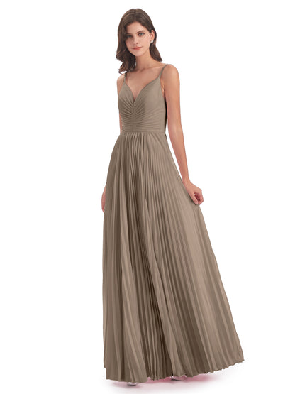 Jazlynn Floor Length Spaghetti Straps Chiffon Bridesmaid Dresses