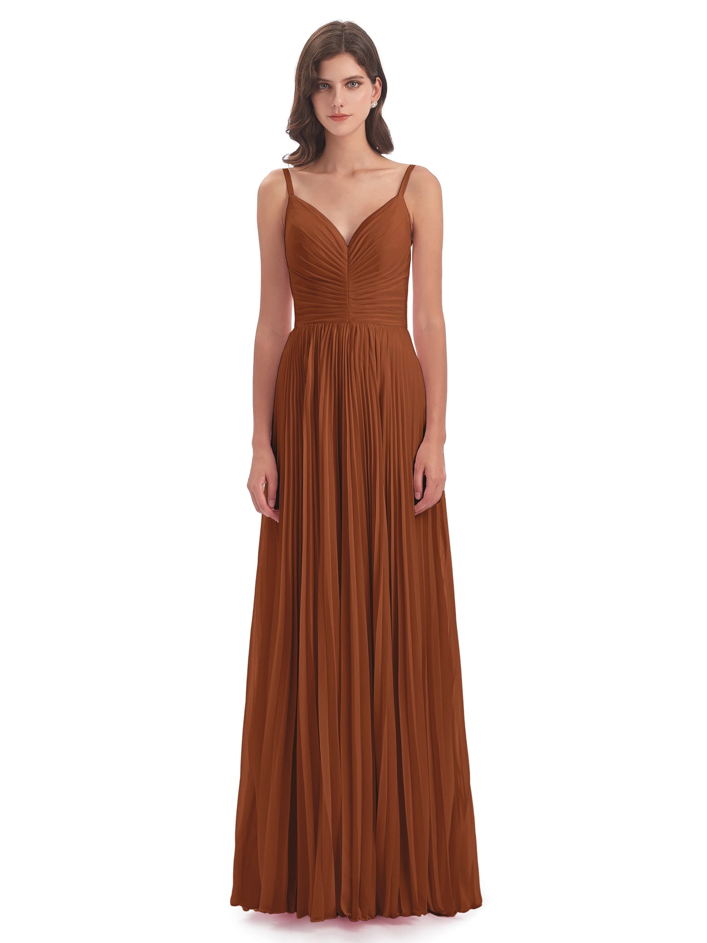 Jazlynn Floor Length Spaghetti Straps Chiffon Bridesmaid Dresses