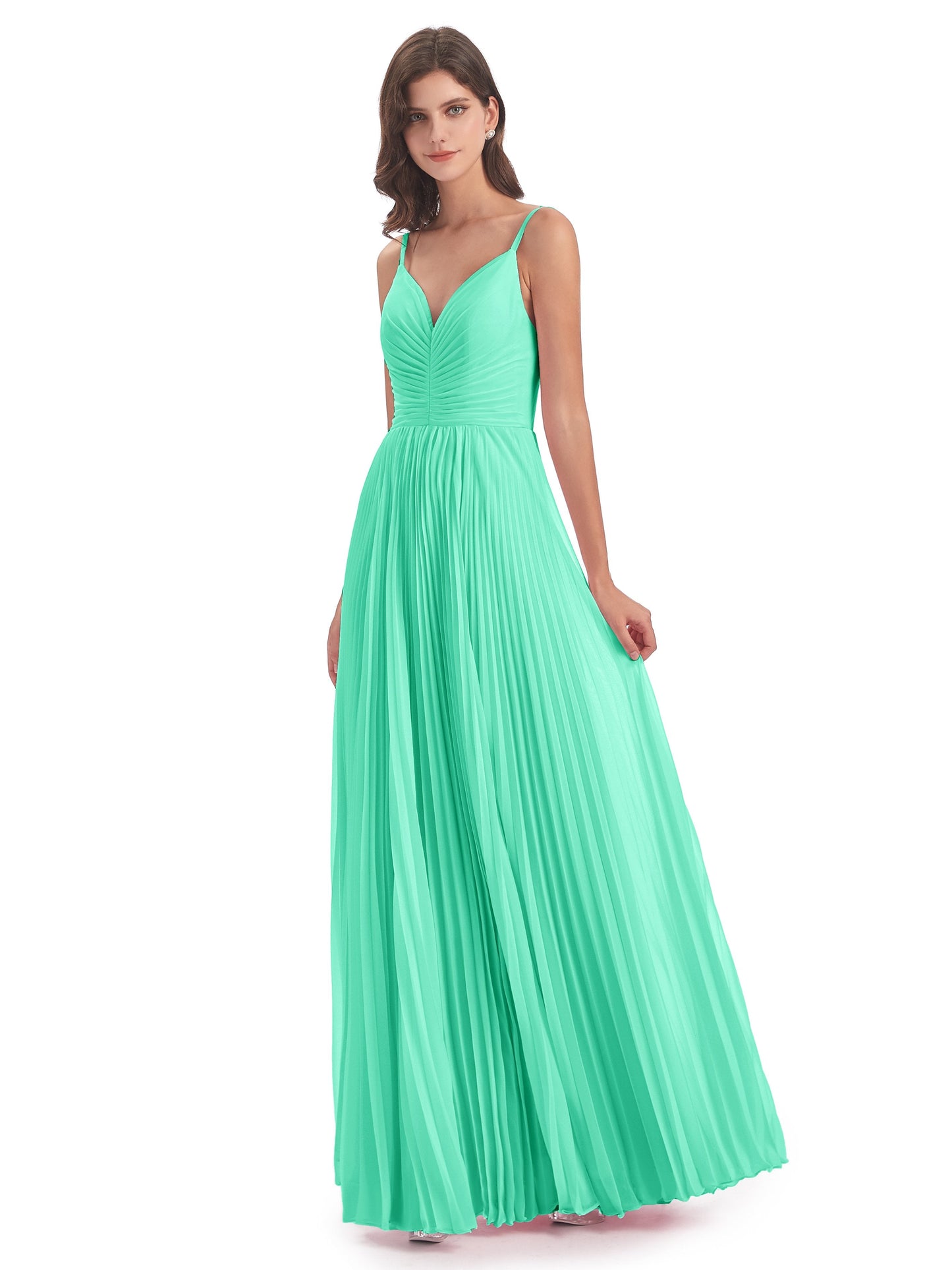 Jazlynn Floor Length Spaghetti Straps Chiffon Bridesmaid Dresses