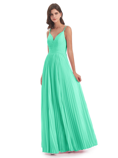 Jazlynn Floor Length Spaghetti Straps Chiffon Bridesmaid Dresses