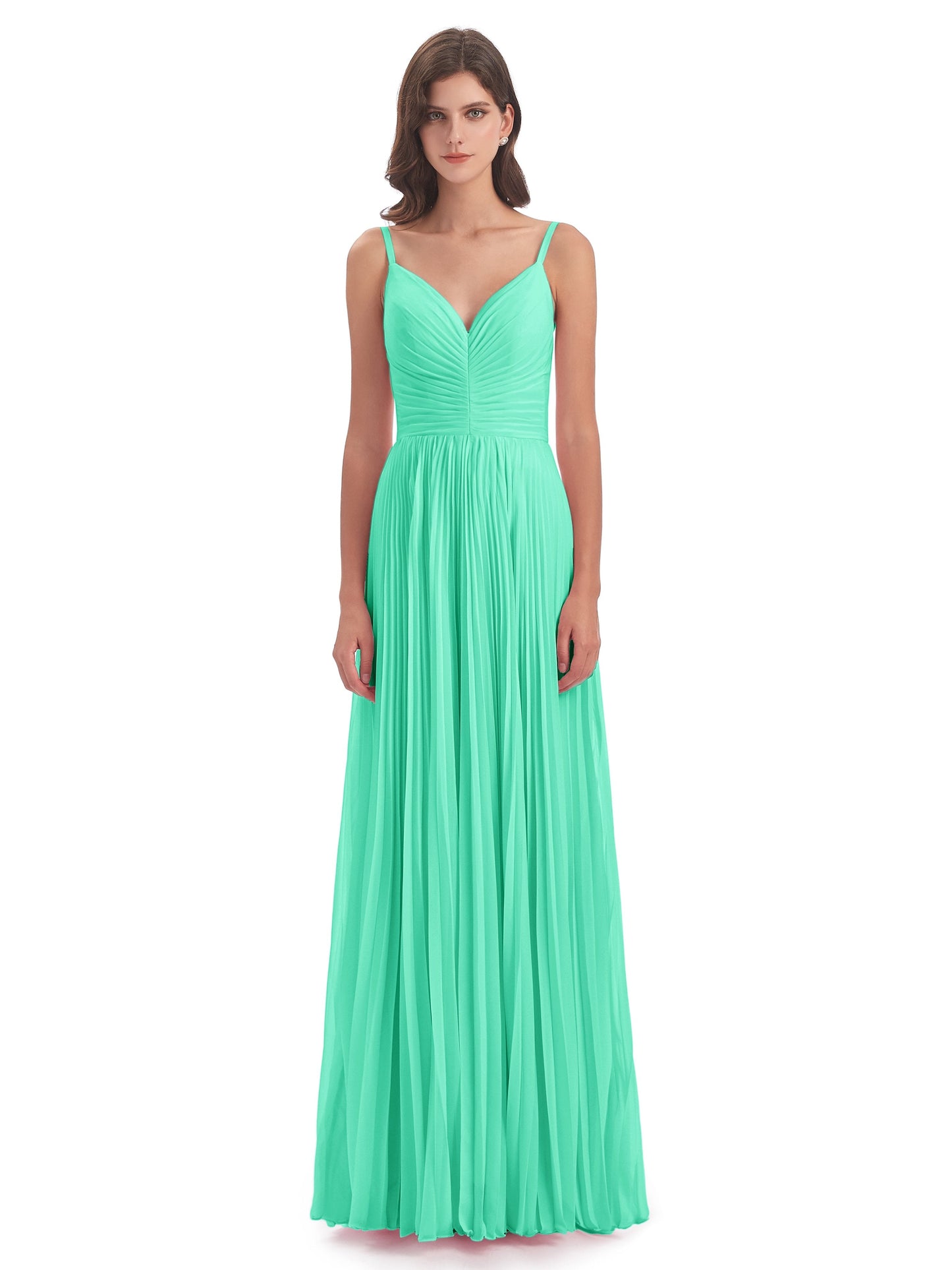 Jazlynn Floor Length Spaghetti Straps Chiffon Bridesmaid Dresses