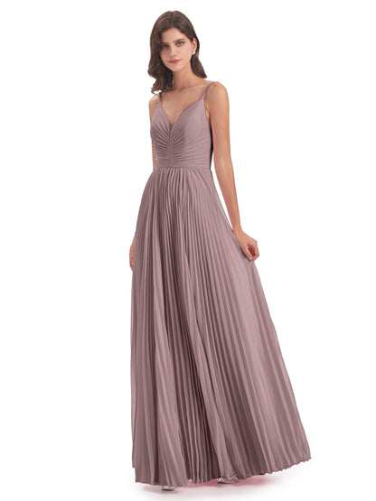 Jazlynn Floor Length Spaghetti Straps Chiffon Bridesmaid Dresses
