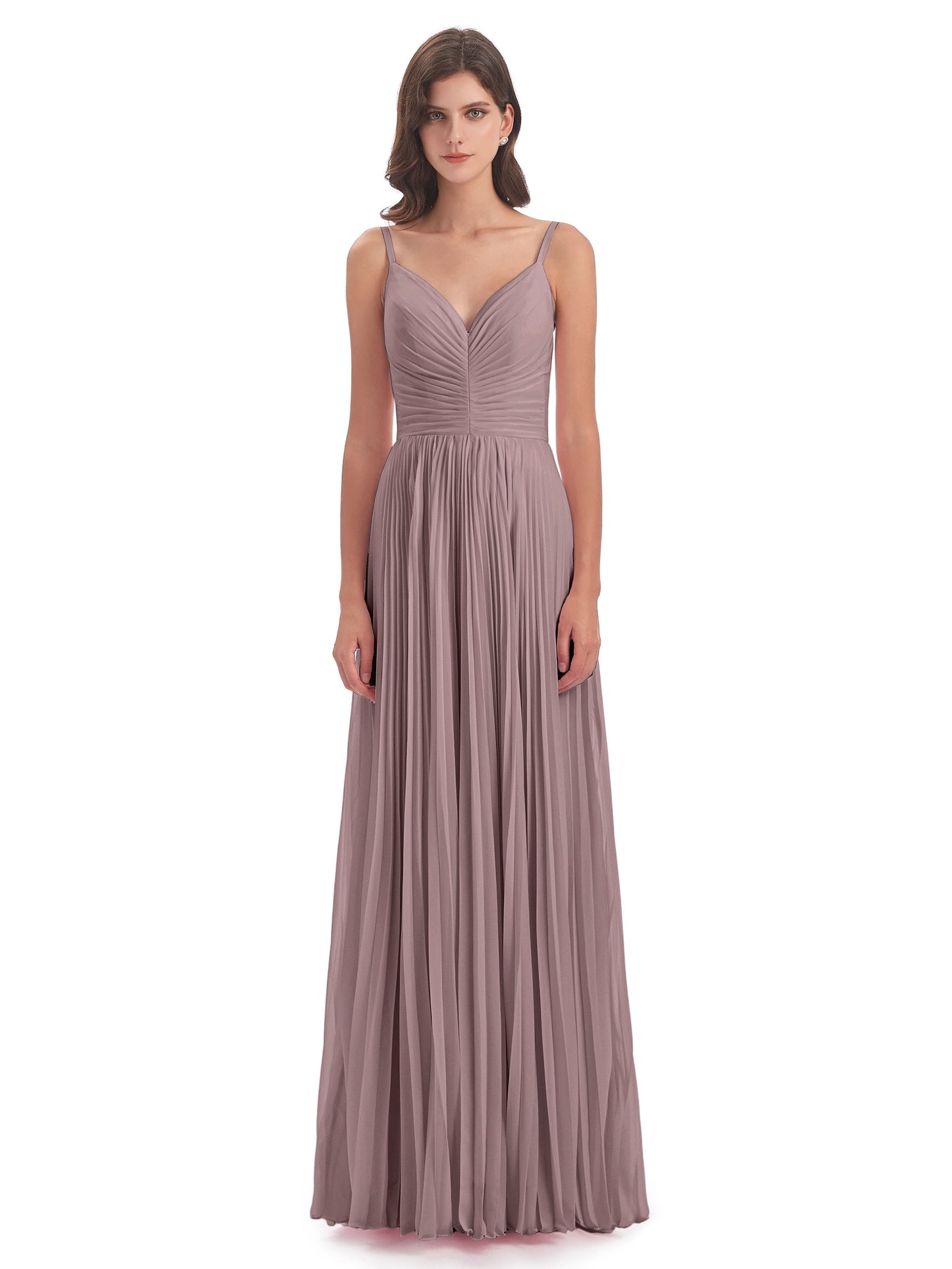 Jazlynn Floor Length Spaghetti Straps Chiffon Bridesmaid Dresses