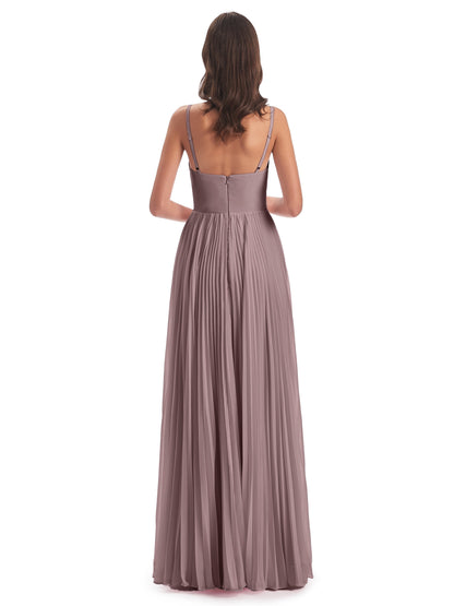 Jazlynn Floor Length Spaghetti Straps Chiffon Bridesmaid Dresses