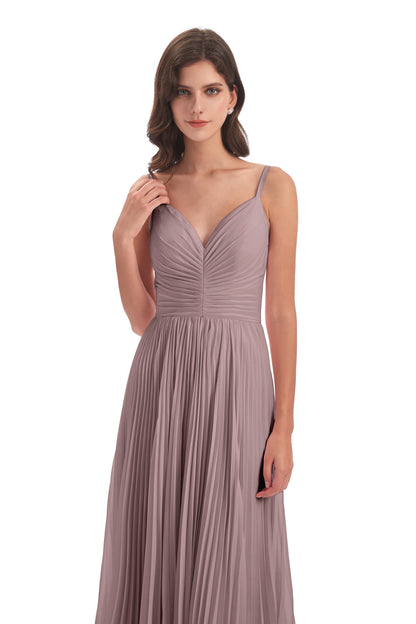 Jazlynn Floor Length Spaghetti Straps Chiffon Bridesmaid Dresses