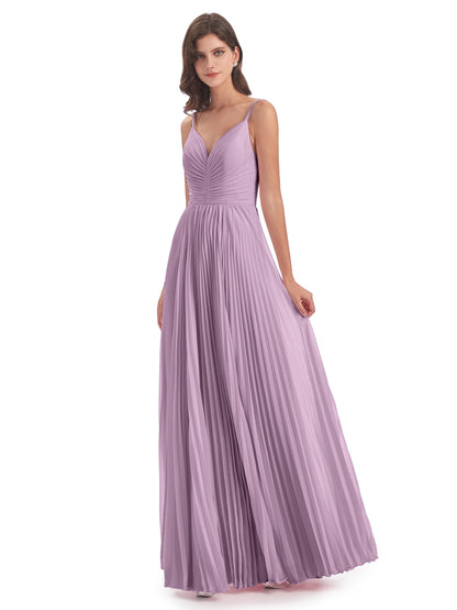 Jazlynn Floor Length Spaghetti Straps Chiffon Bridesmaid Dresses