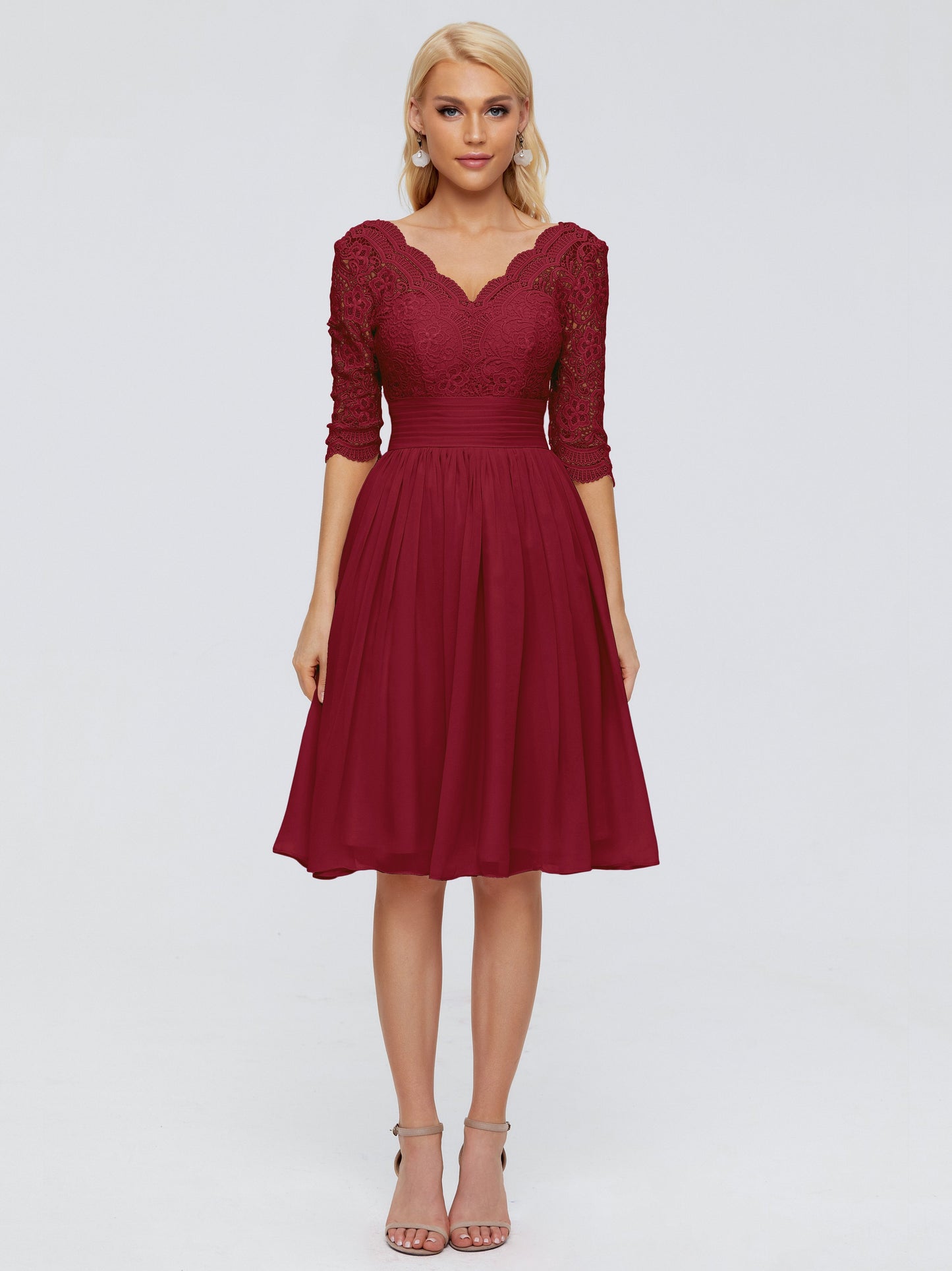 Jordyn Knee Length Lace Bridesmaid Dresses