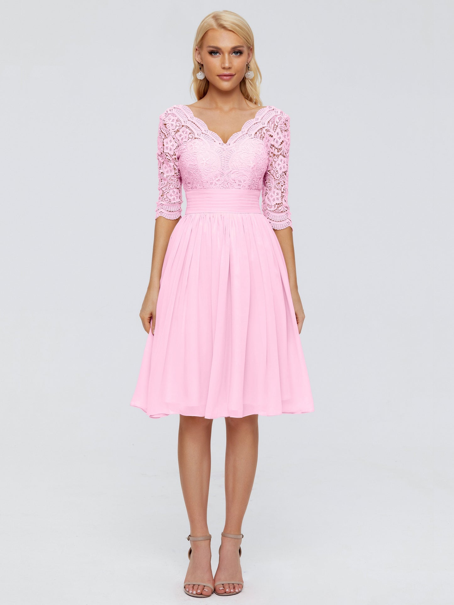 Jordyn Knee Length Lace Bridesmaid Dresses