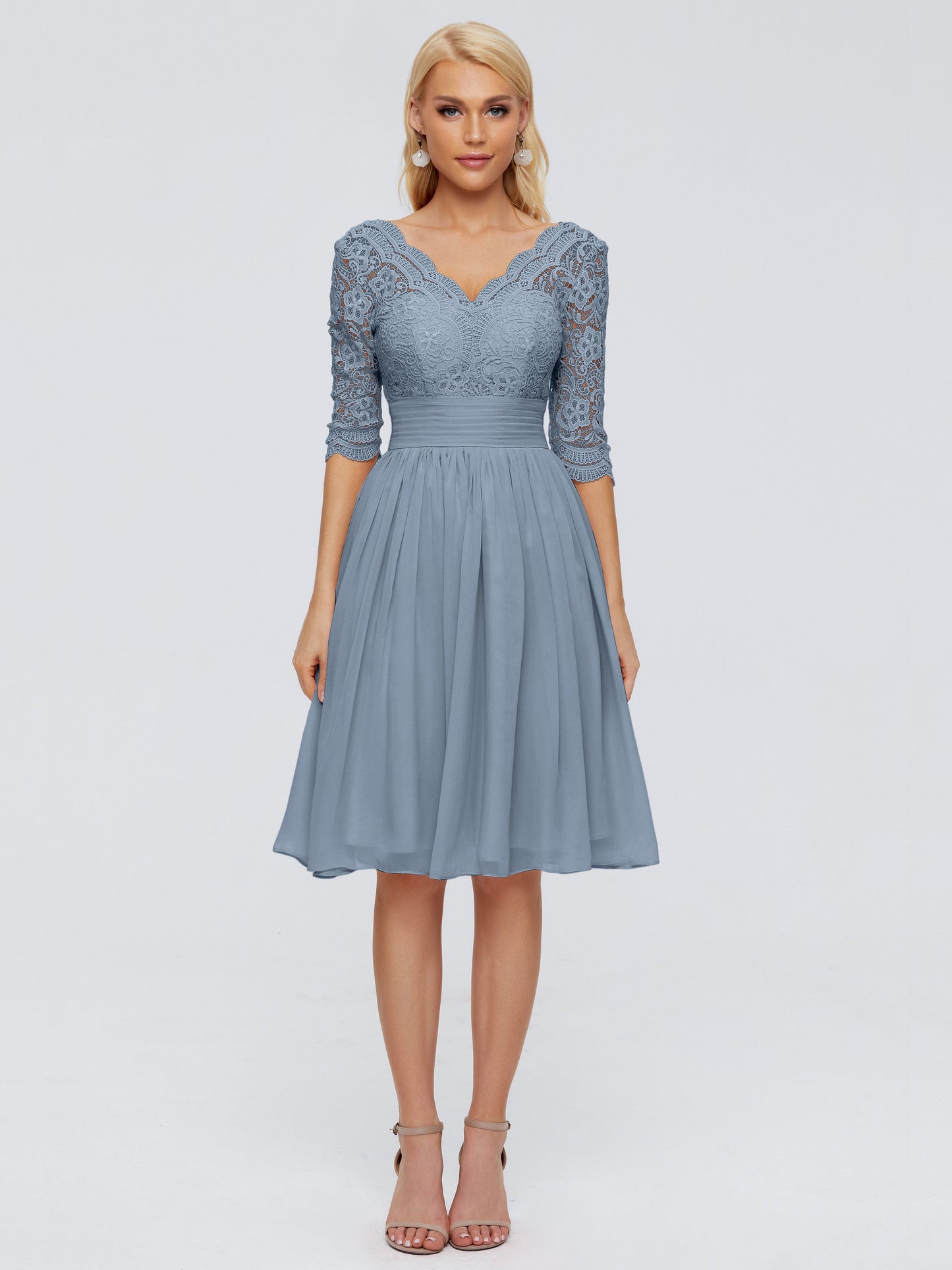 Jordyn Knee Length Lace Bridesmaid Dresses