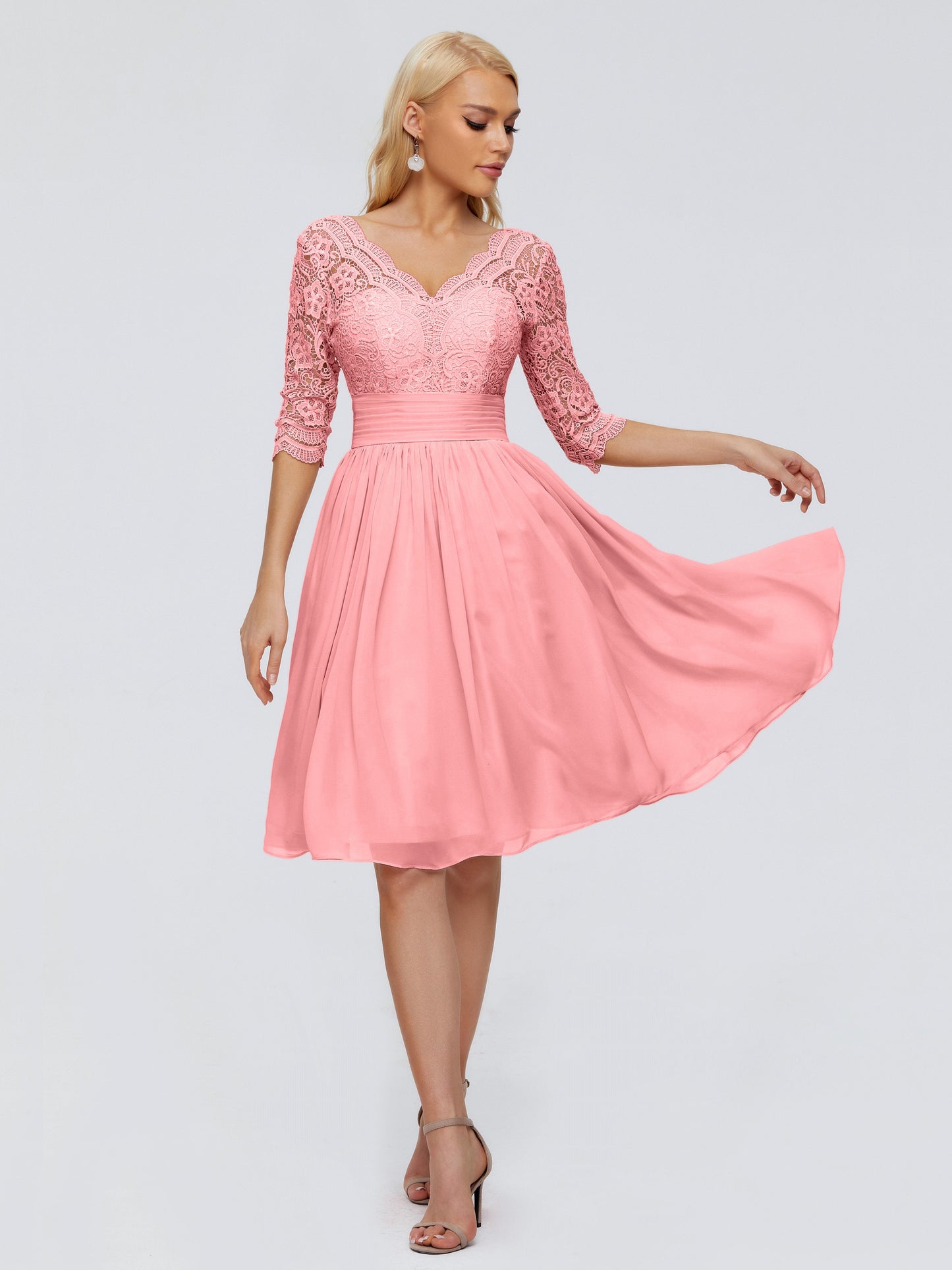 Jordyn Knee Length Lace Bridesmaid Dresses
