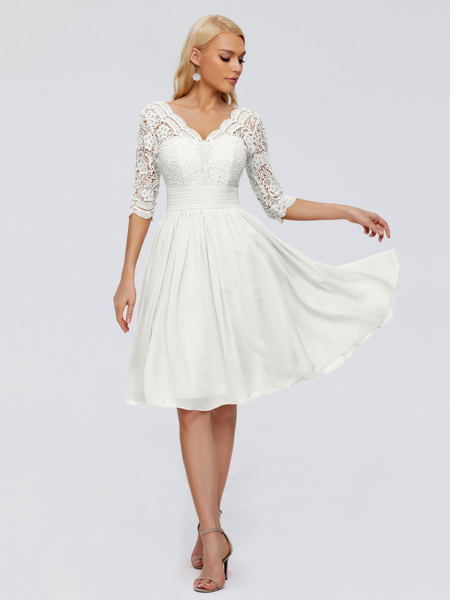 Jordyn Knee Length Lace Bridesmaid Dresses