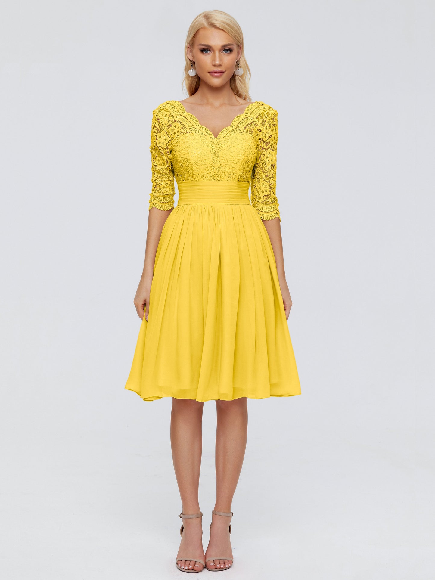 Jordyn Knee Length Lace Bridesmaid Dresses