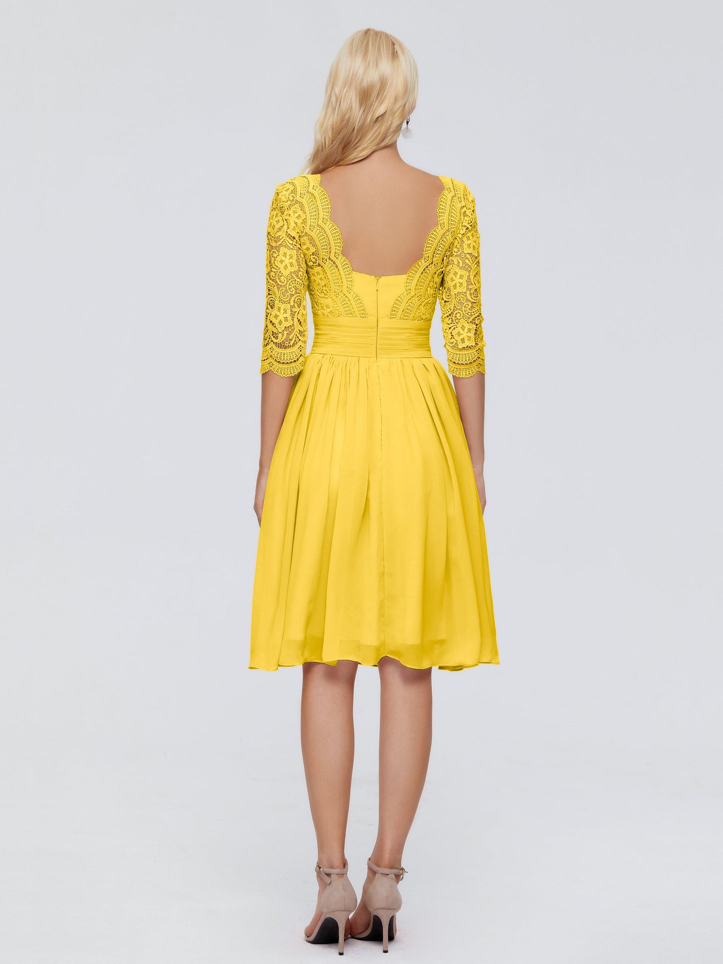 Jordyn Knee Length Lace Bridesmaid Dresses