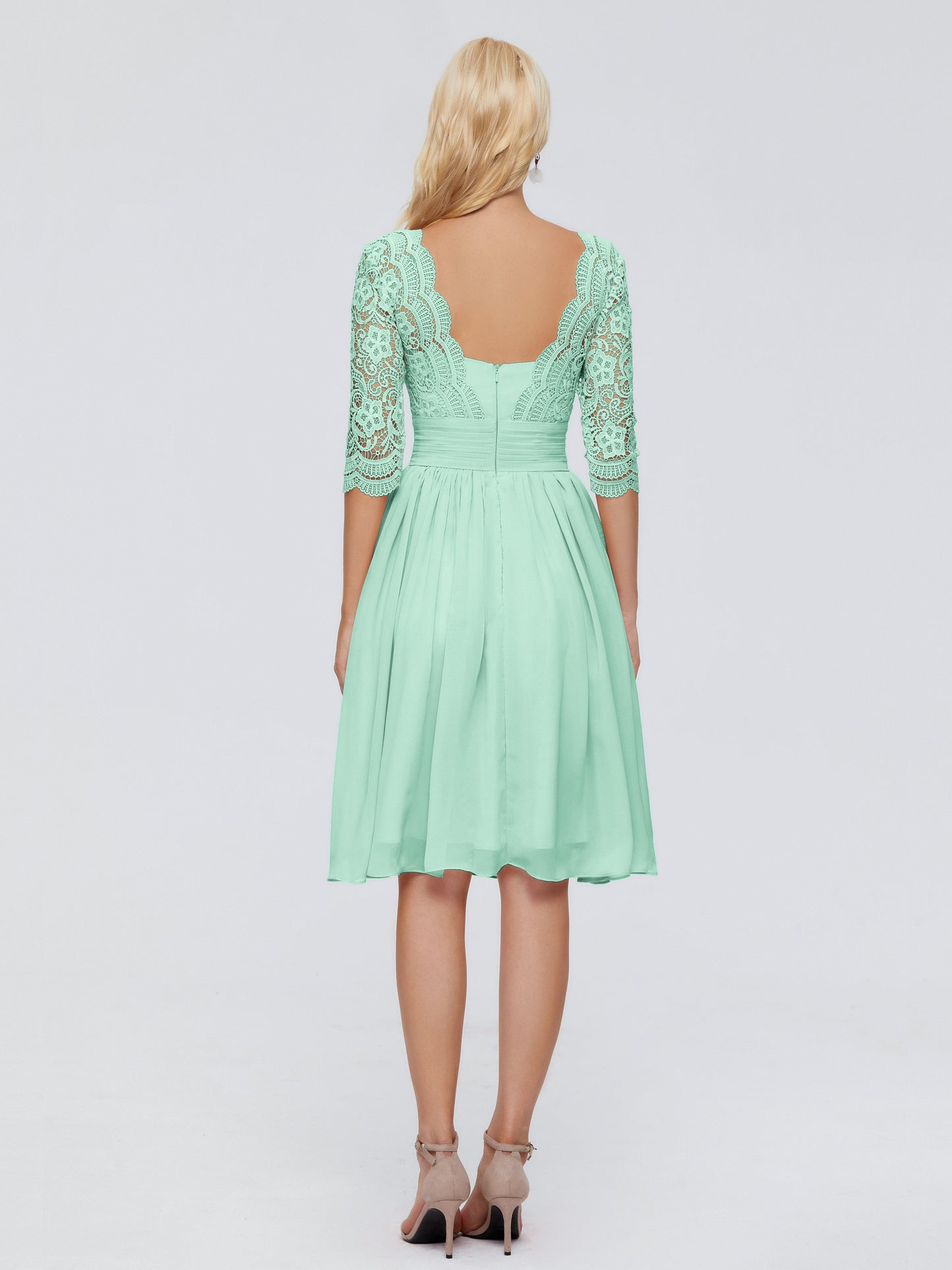Jordyn Knee Length Lace Bridesmaid Dresses