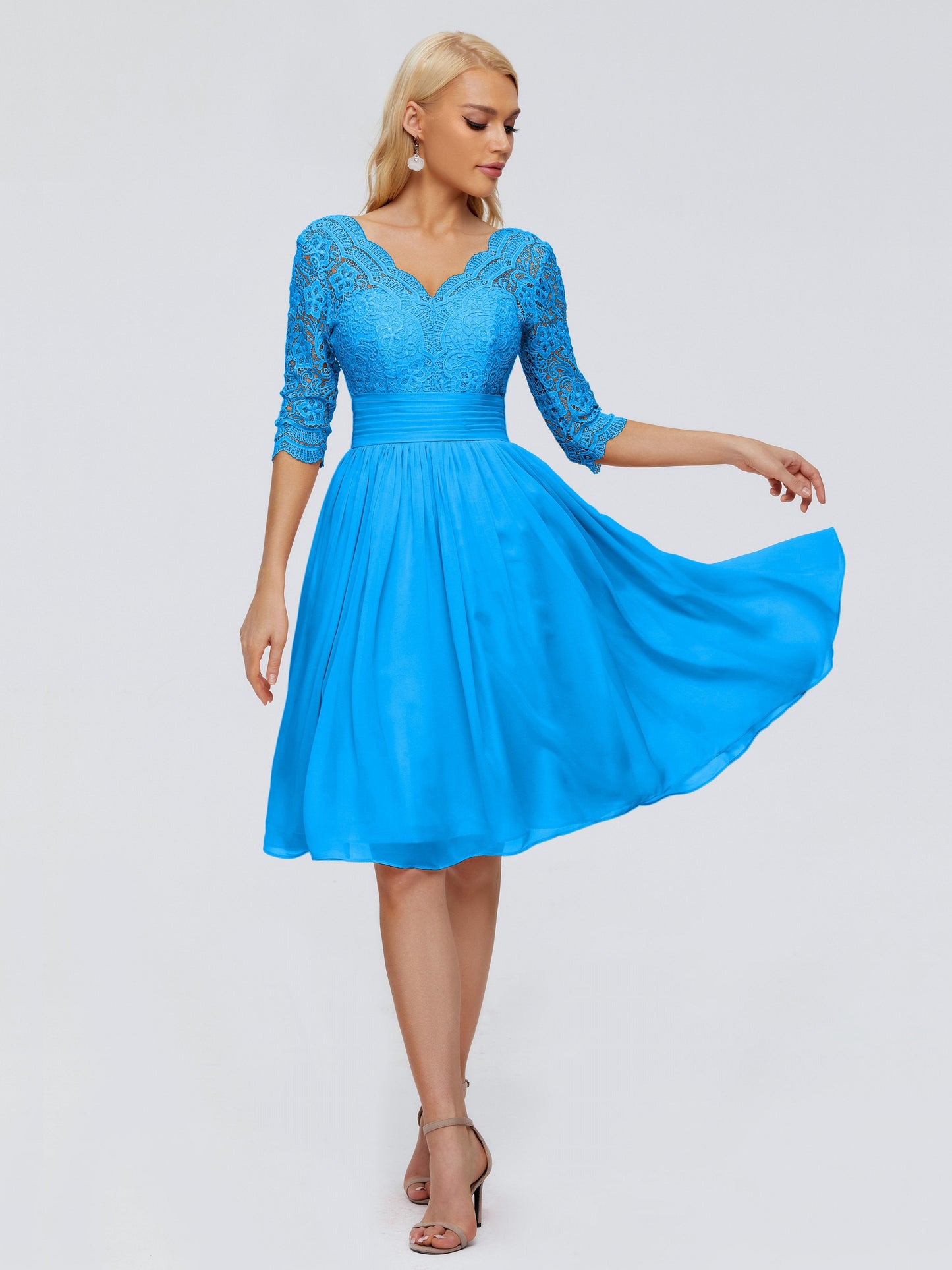 Jordyn Knee Length Lace Bridesmaid Dresses