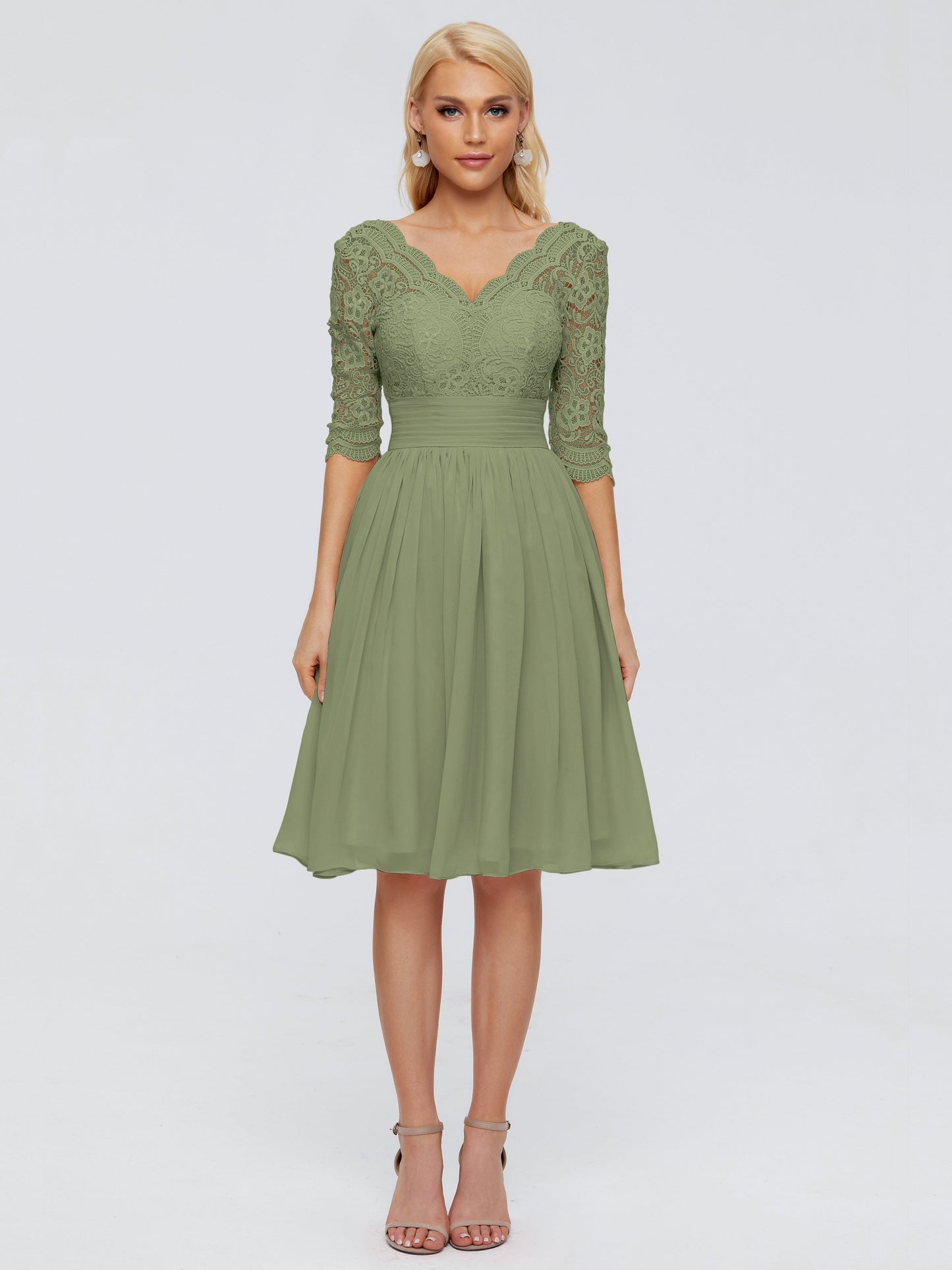Jordyn Knee Length Lace Bridesmaid Dresses