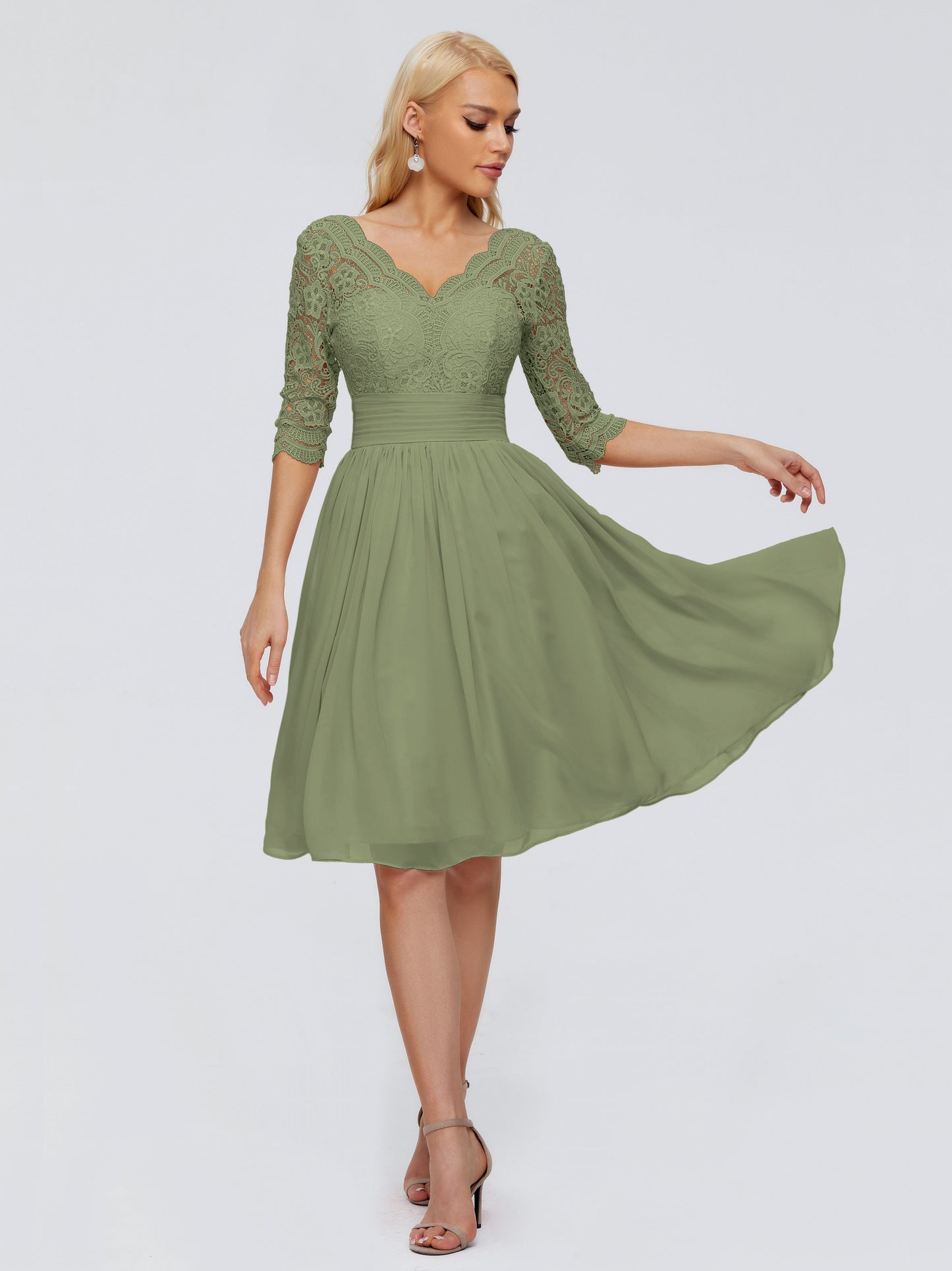 Jordyn Knee Length Lace Bridesmaid Dresses