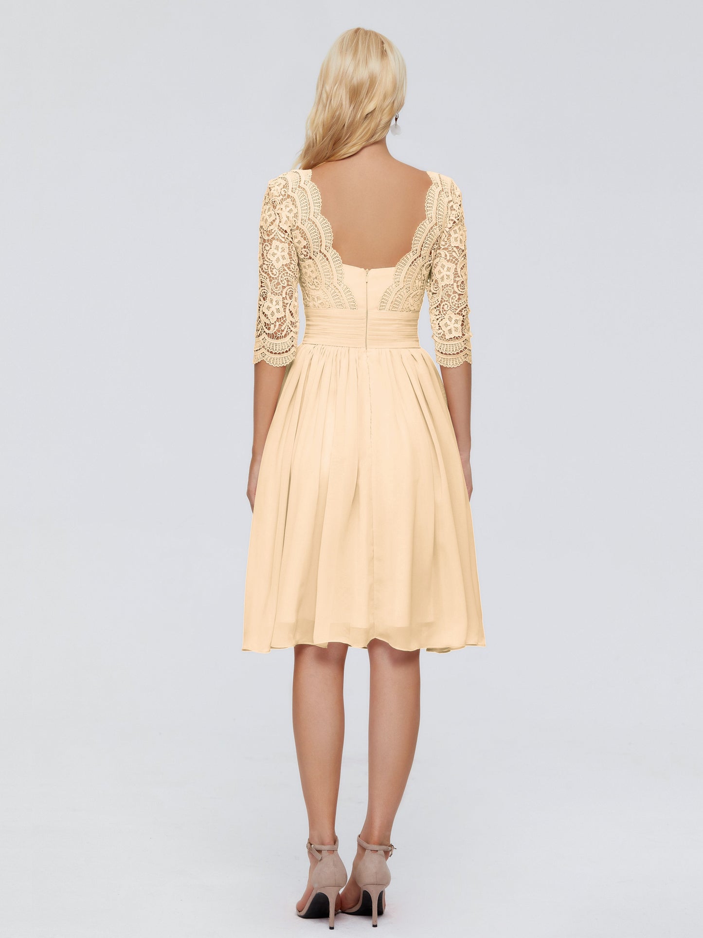 Jordyn Knee Length Lace Bridesmaid Dresses