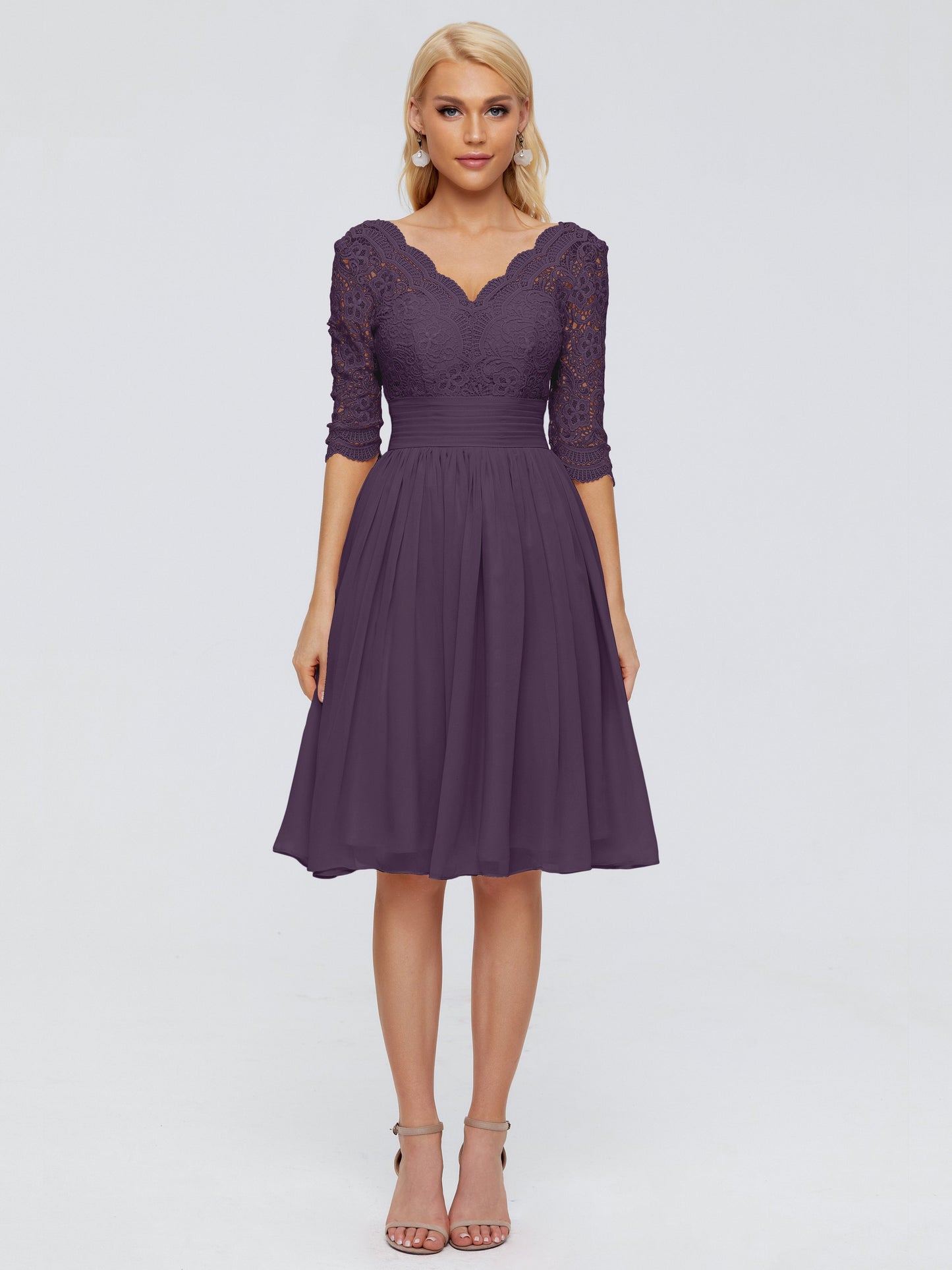 Jordyn Knee Length Lace Bridesmaid Dresses