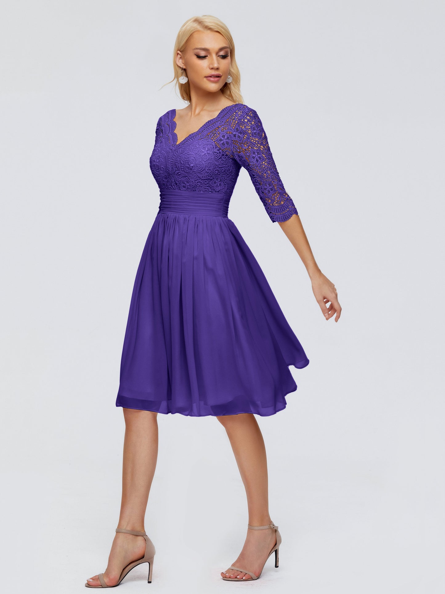 Jordyn Knee Length Lace Bridesmaid Dresses