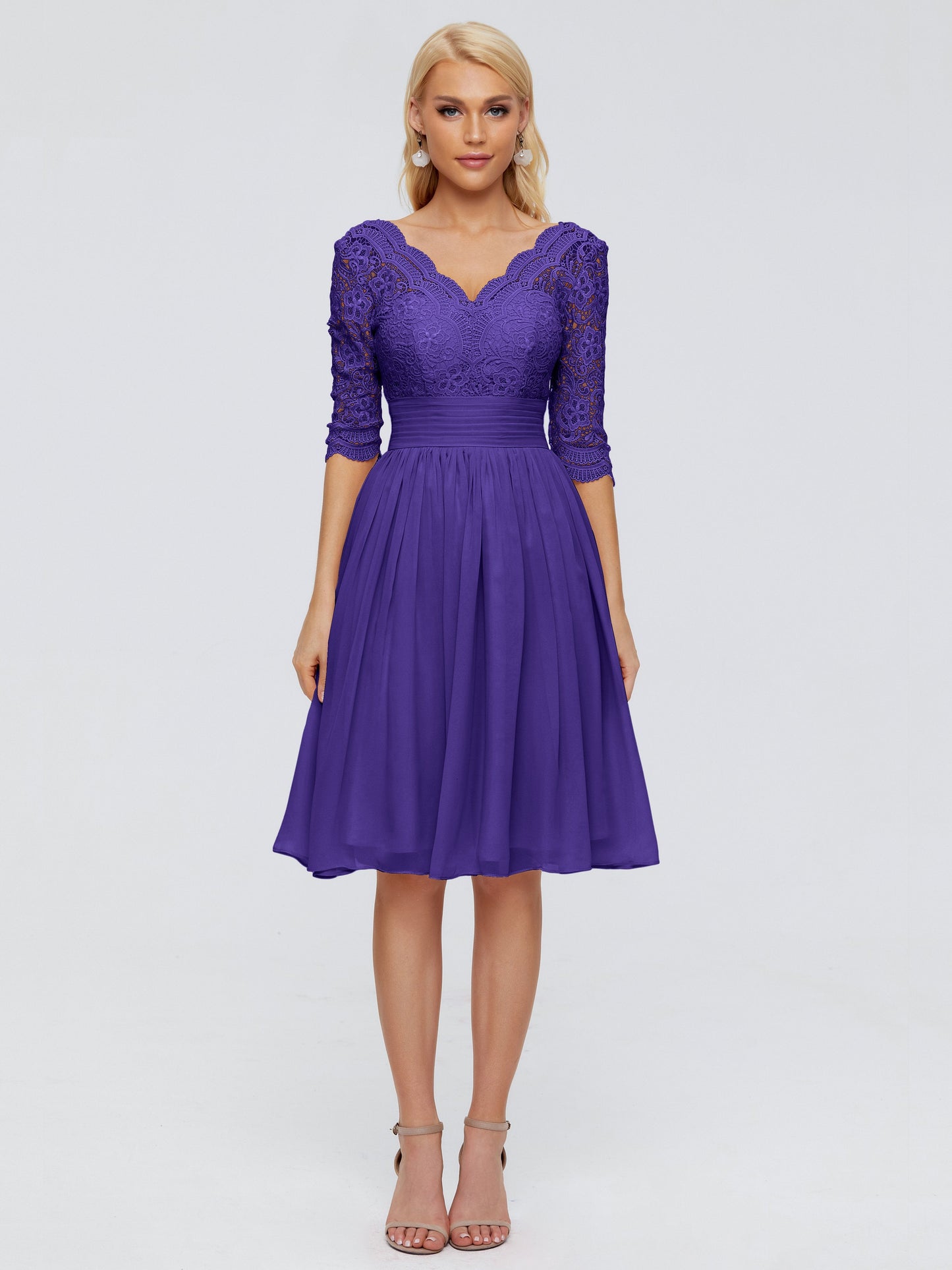 Jordyn Knee Length Lace Bridesmaid Dresses