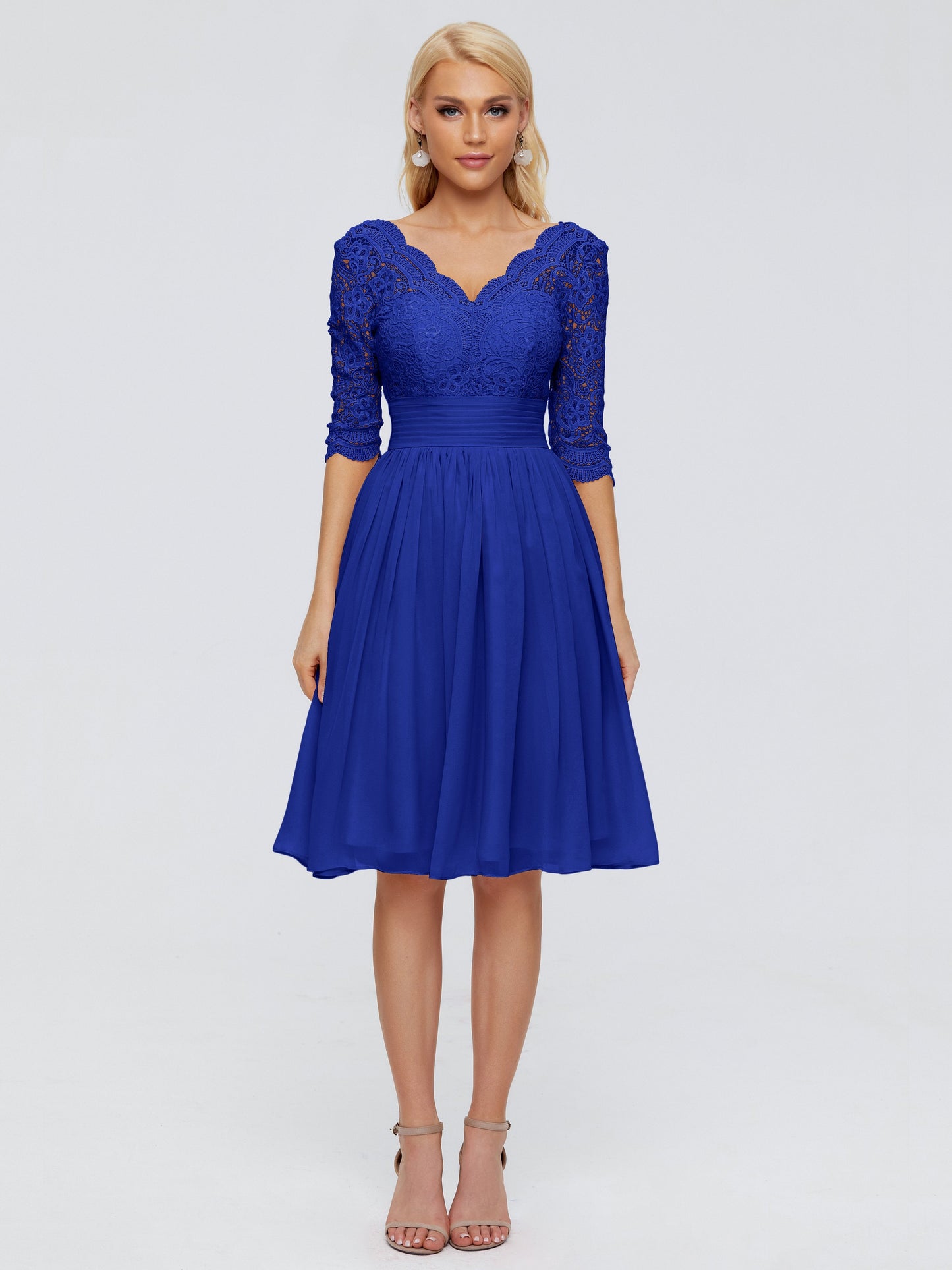 Jordyn Knee Length Lace Bridesmaid Dresses