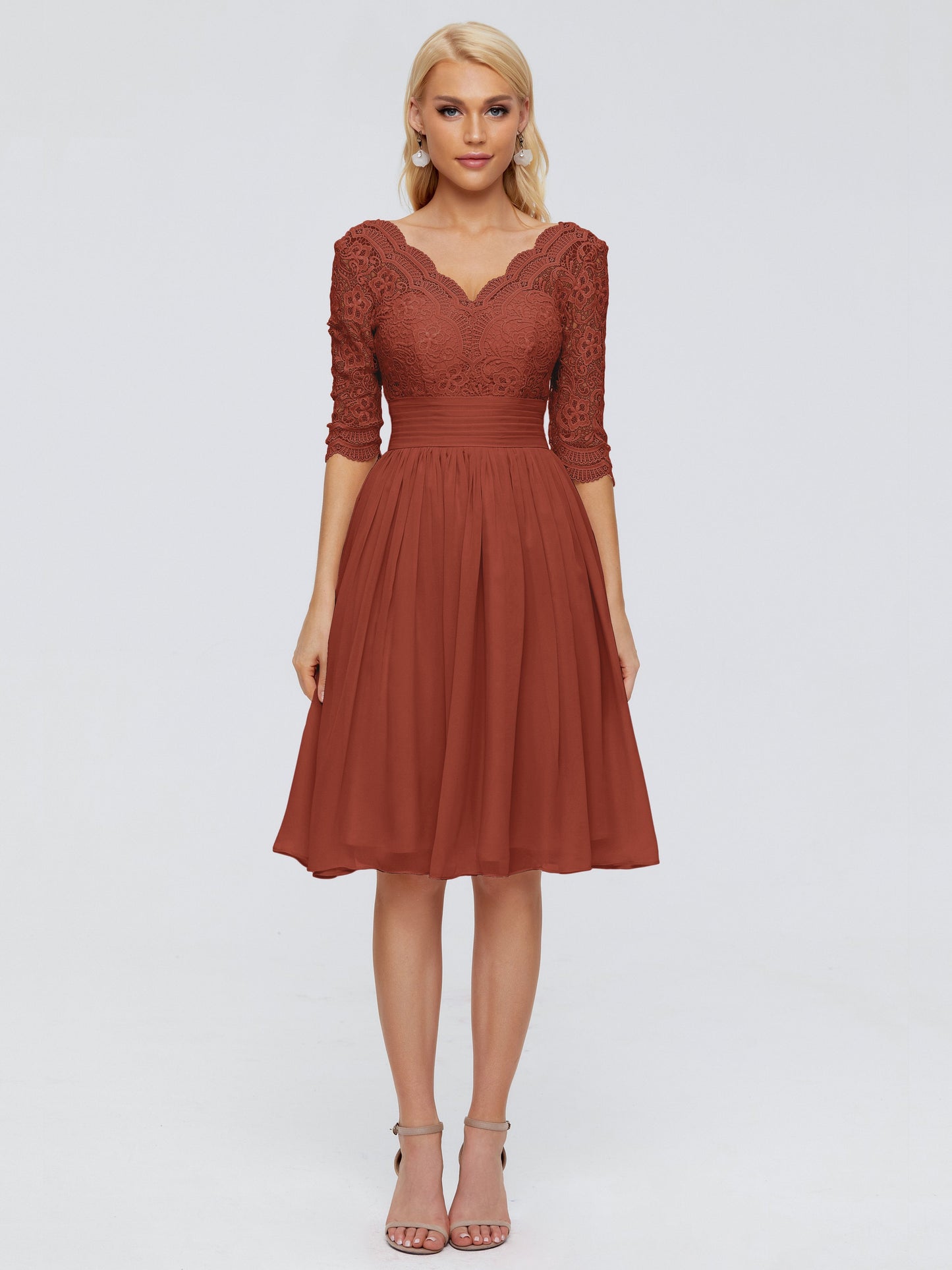 Jordyn Knee Length Lace Bridesmaid Dresses