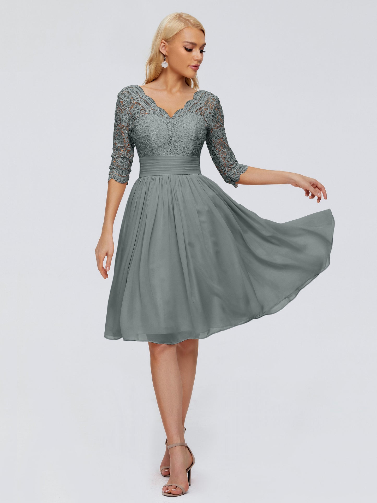 Jordyn Knee Length Lace Bridesmaid Dresses
